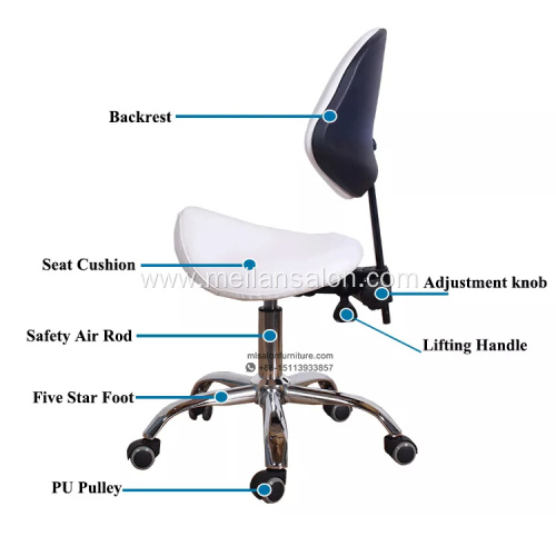 Aluminum base with backrest saddle chair